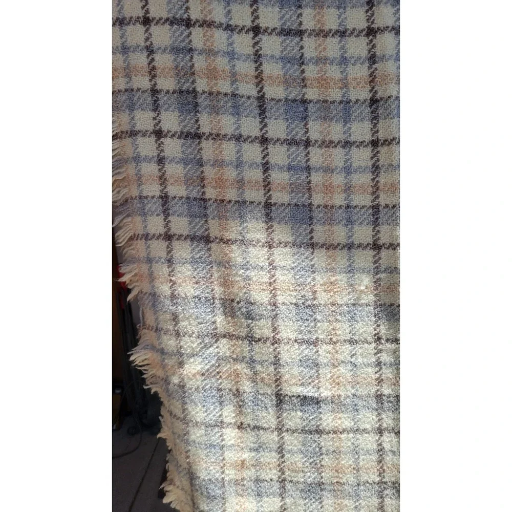 Boyne Valley‎ Weavers Ireland Wool Throw Blanket Plaid Fringe 43x70 Handmade...